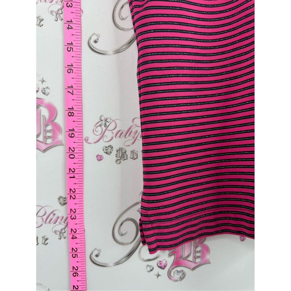 Tailteck shirt sparkly zip up silver Pink & Black Striped Zip Polo - Picture 5 of 11